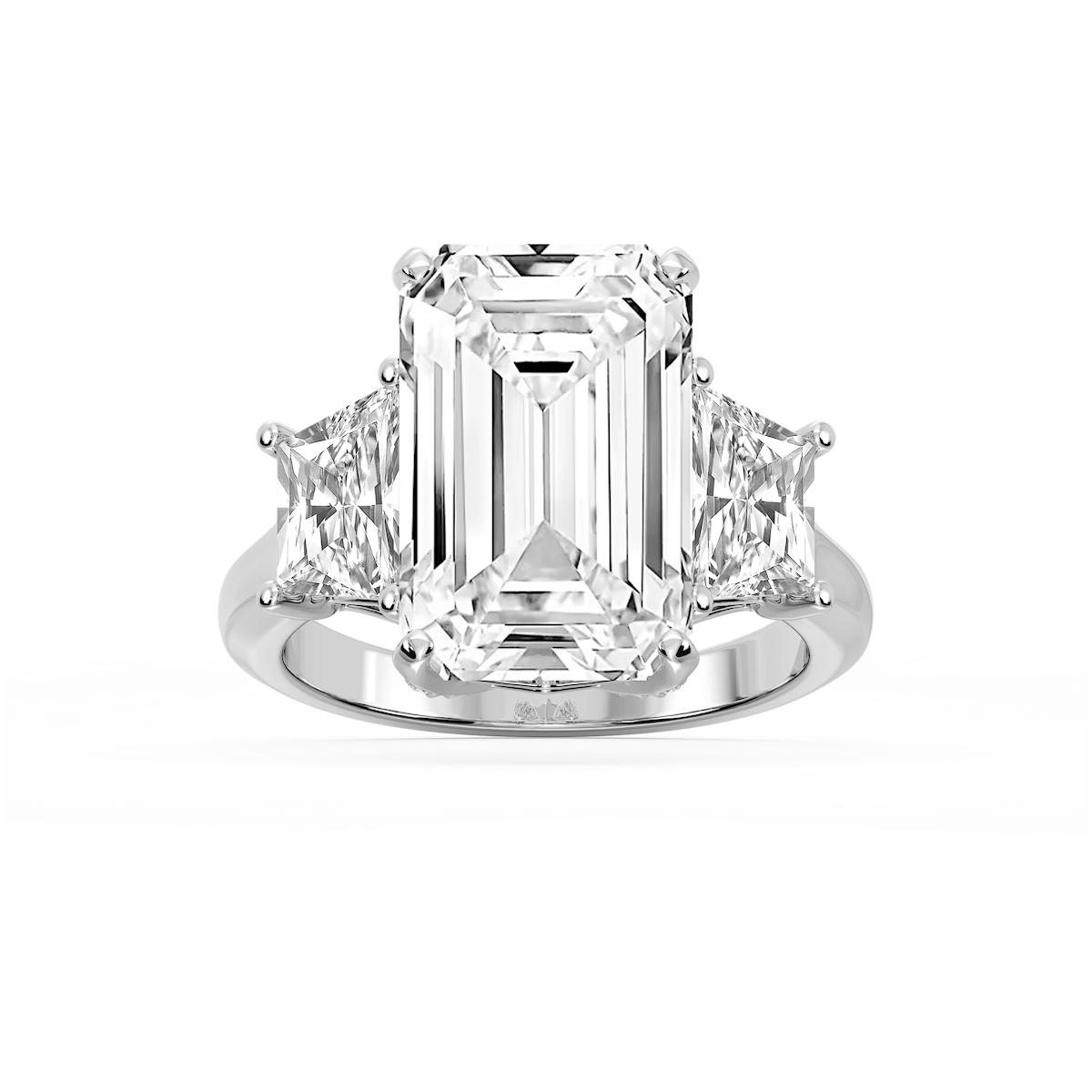 Kinsley 12 ¹⁄₄ ctw Emerald Lab Grown Diamond Three Stone Engagement Ring - Signature Collection