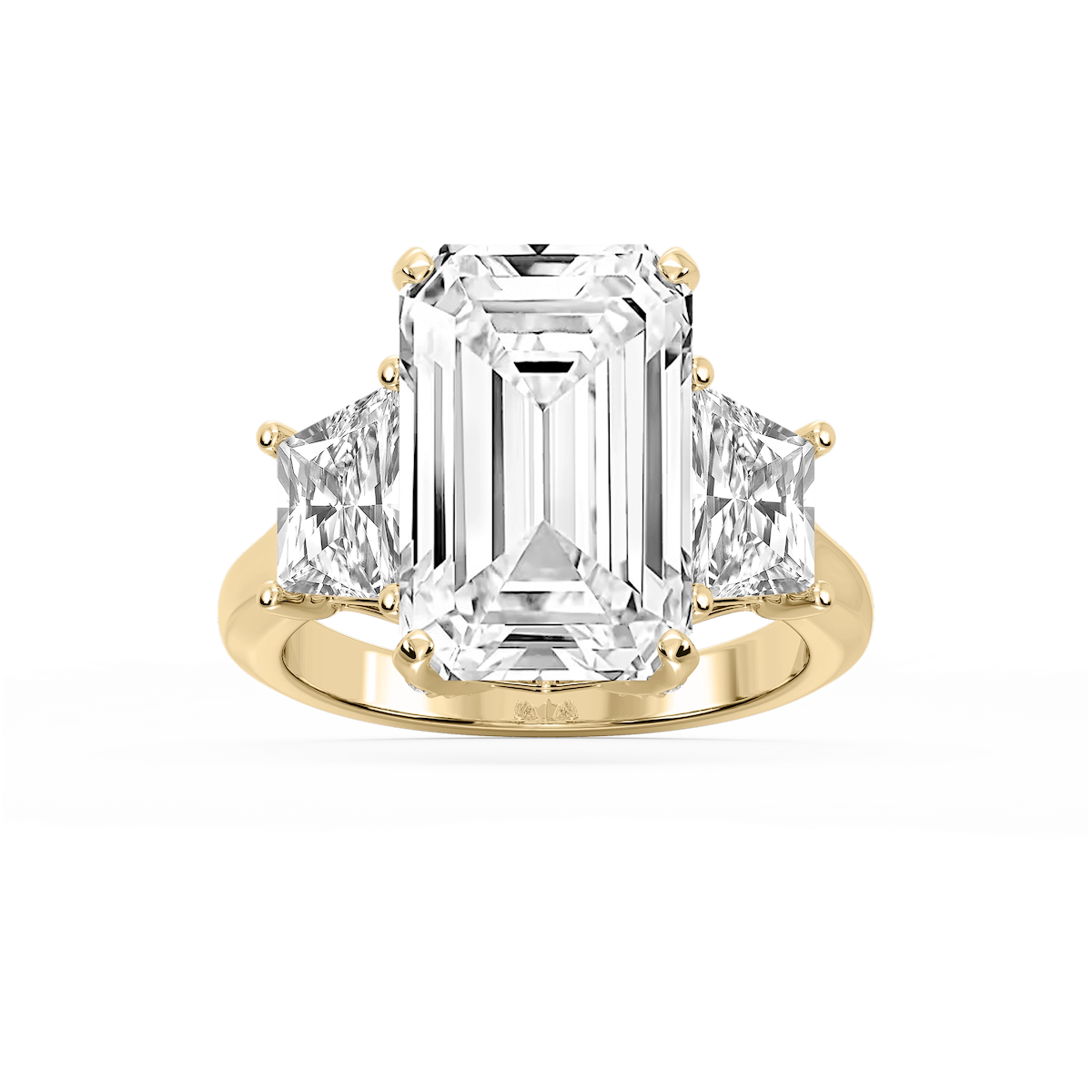 Kinsley 12 ¹⁄₄ ctw Emerald Lab Grown Diamond Three Stone Engagement Ring - Signature Collection