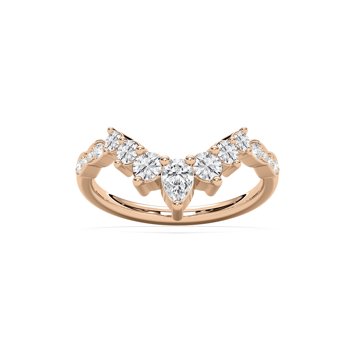 Laci 3/4 ctw Pear and Round Lab Grown Diamond Graduated Curved Band