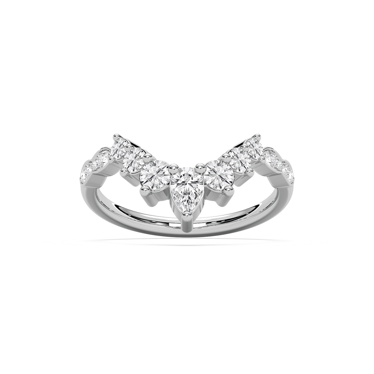 Laci 3/4 ctw Pear and Round Lab Grown Diamond Graduated Curved Band