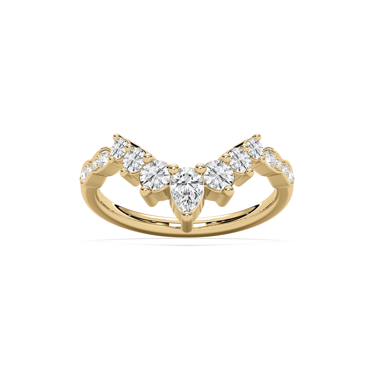 Laci 3/4 ctw Pear and Round Lab Grown Diamond Graduated Curved Band