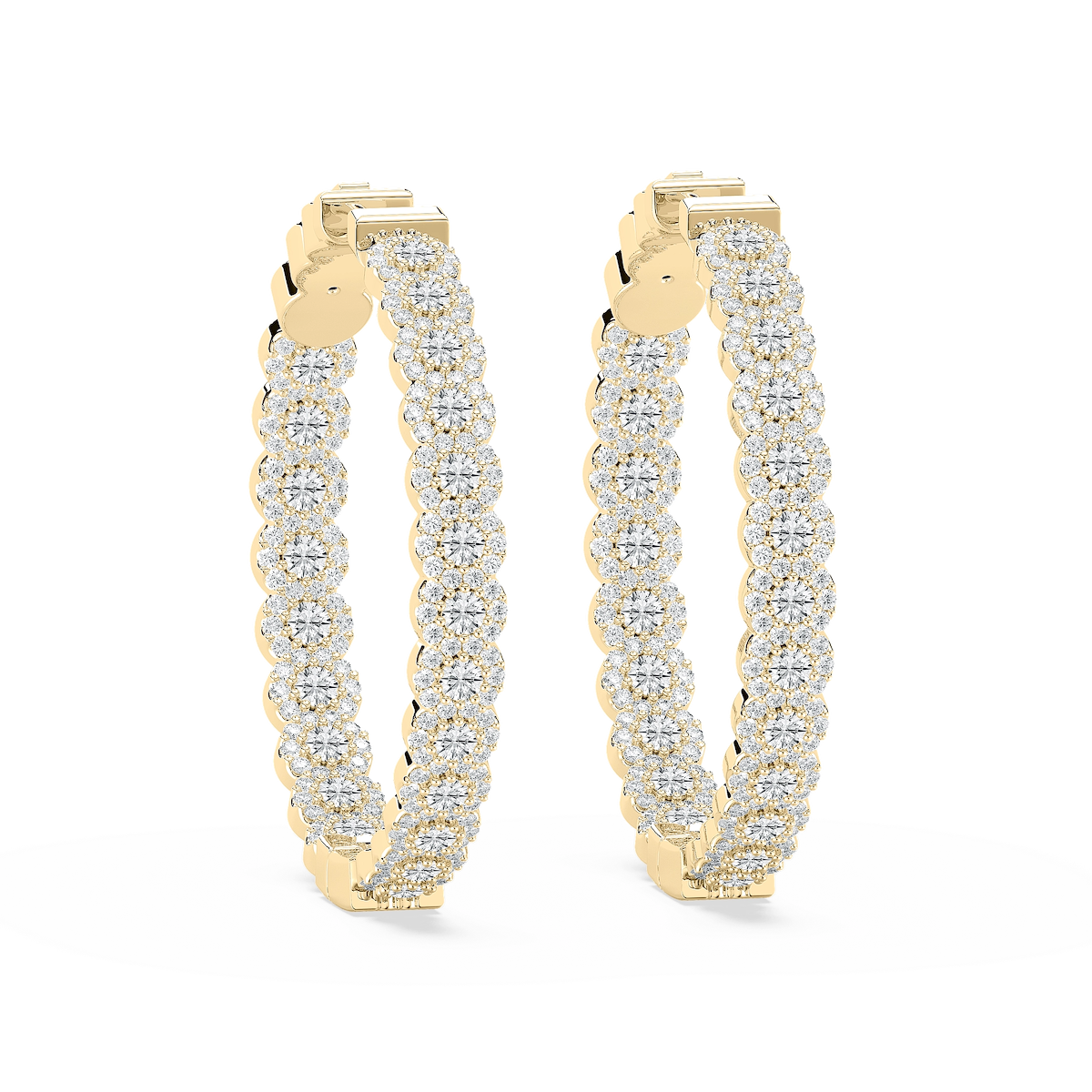 Round Lab Grown Diamond Pave Oval-Shaped Inside-Out Hoop Earrings