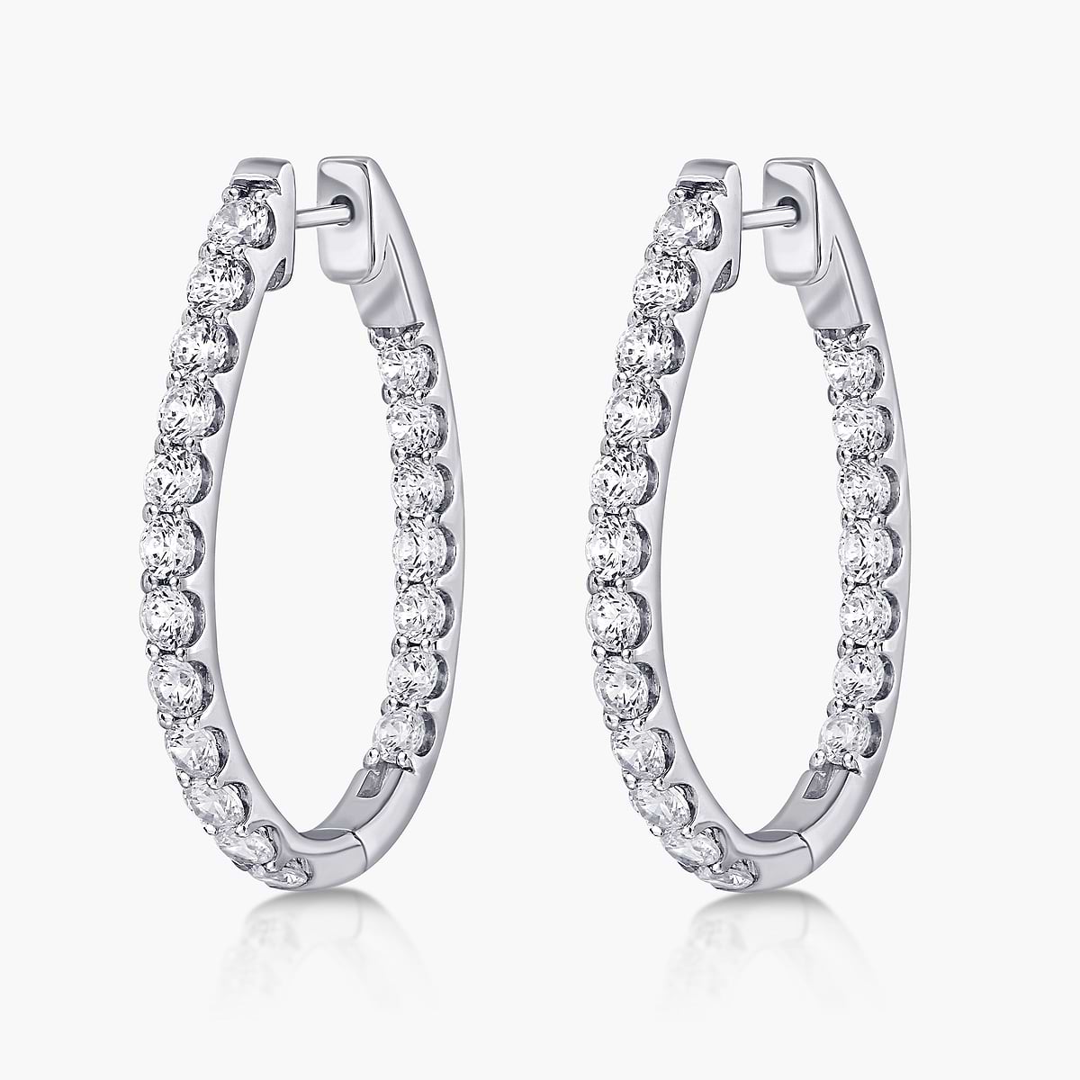 Round Lab Grown Diamond Pave Oval-Shaped Inside-Out Hoop Earrings