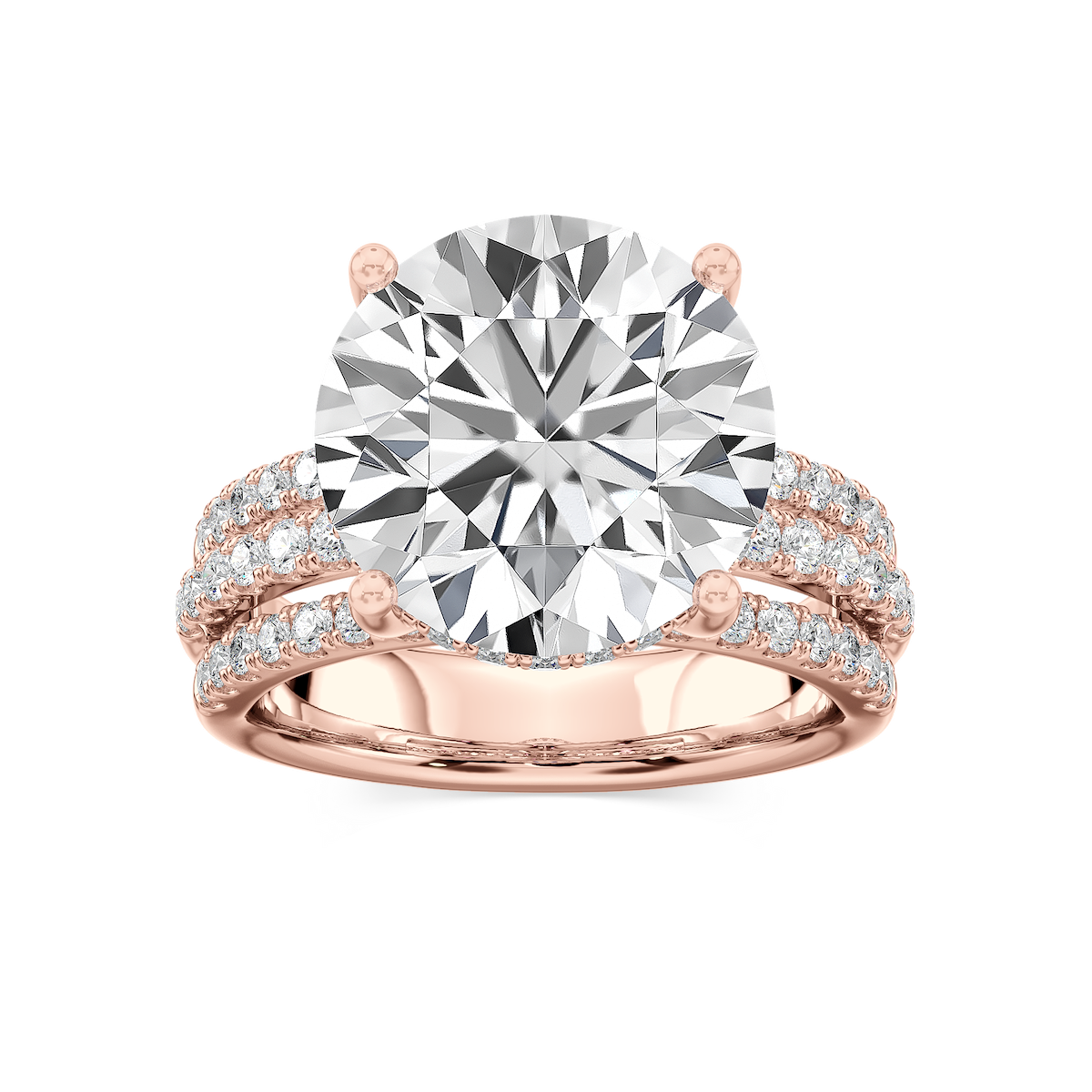 Lasha 11 ⅕ ctw Round Lab Grown Diamond Triple Row Hidden Halo Engagement Ring - Signature Collection