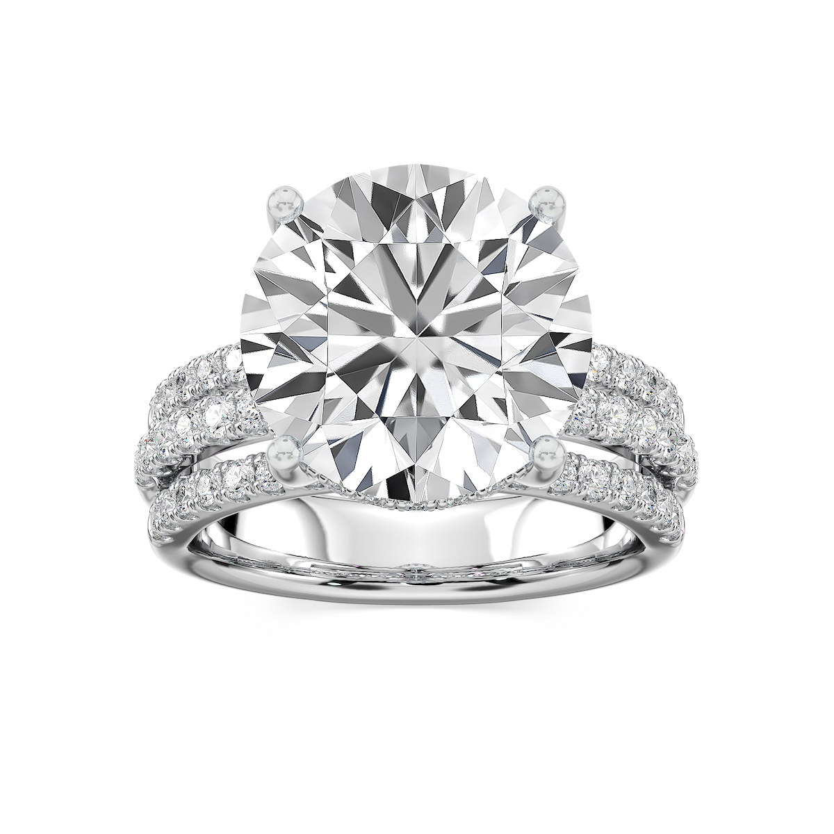 Lasha 11 ⅕ ctw Round Lab Grown Diamond Triple Row Hidden Halo Engagement Ring - Signature Collection