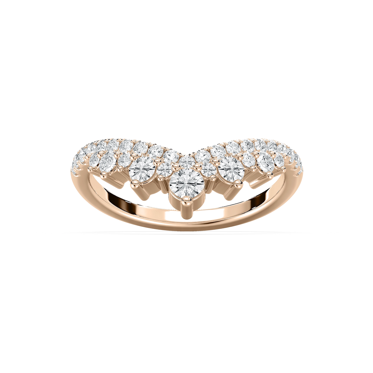 Lena 5/8 ctw Round Lab Grown Diamond Chevron Curved Band