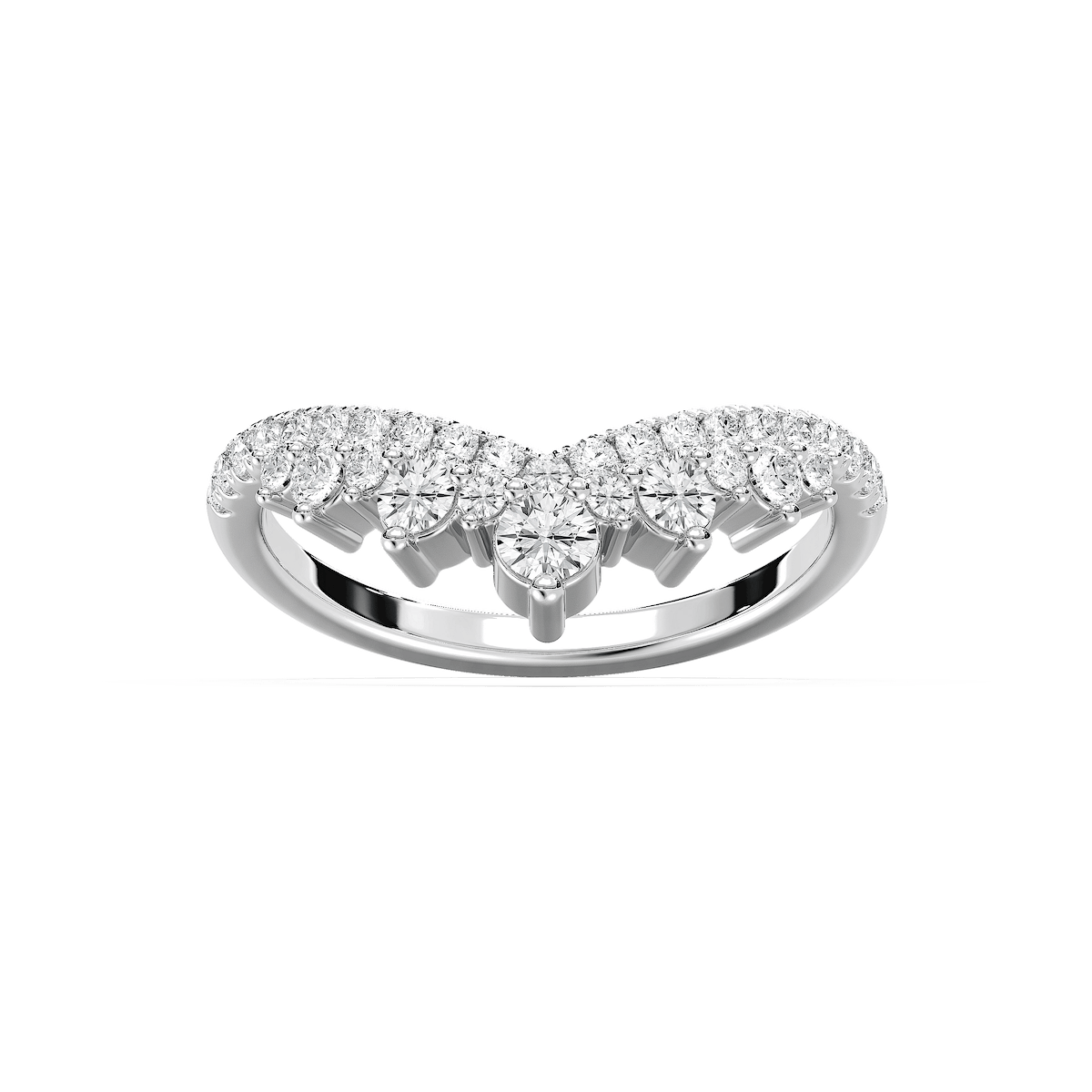 Lena 5/8 ctw Round Lab Grown Diamond Chevron Curved Band