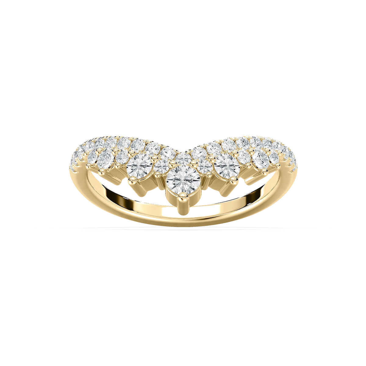 Lena 5/8 ctw Round Lab Grown Diamond Chevron Curved Band