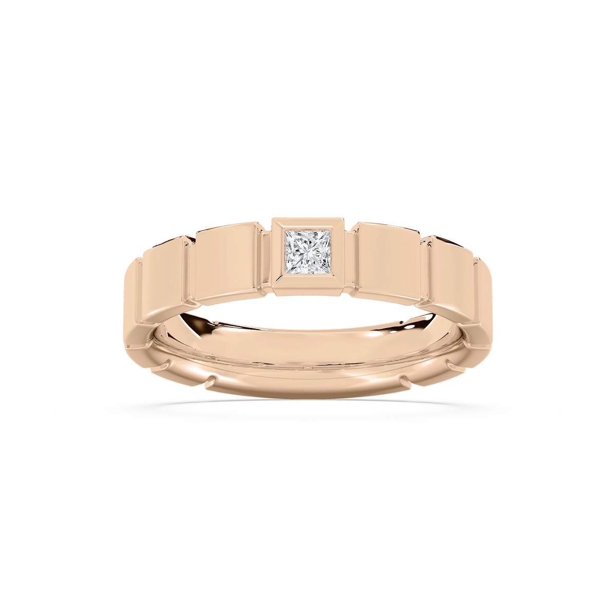 Liam 1/6 ct Princess Lab Grown Diamond 4.80mm Bezel Mens Wedding Band