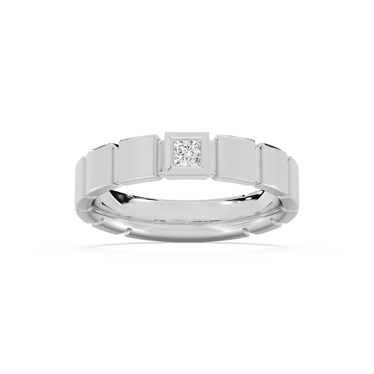Liam 1/6 ct Princess Lab Grown Diamond 4.80mm Bezel Mens Wedding Band