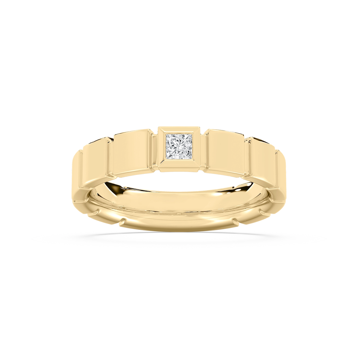 Liam 1/6 ct Princess Lab Grown Diamond 4.80mm Bezel Mens Wedding Band