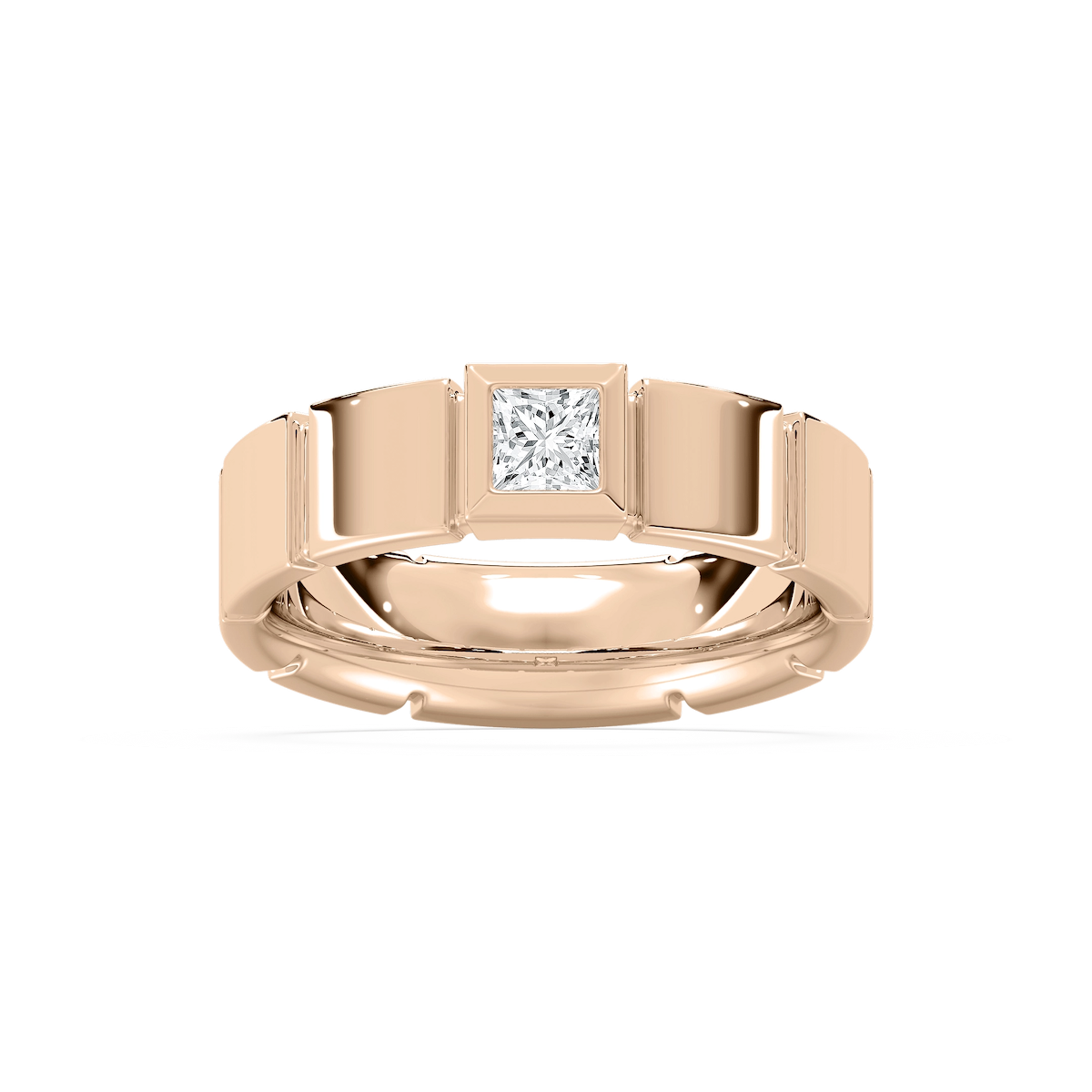 Liam 3/8 ct Princess Lab Grown Diamond 6.25mm Bezel Mens Wedding Band