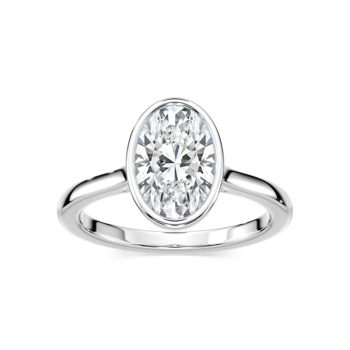 Melodie Oval Lab Grown Diamond Bezel Solitaire Engagement Ring