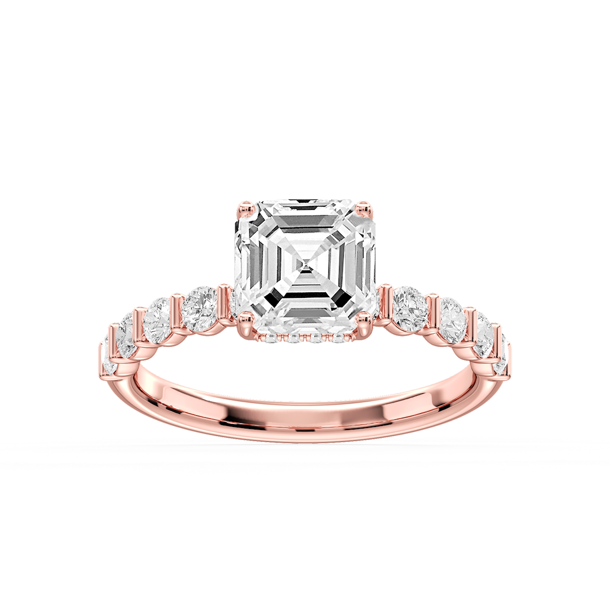 Lillie Asscher Lab Grown Diamond Bar Set Hidden Halo Engagement Ring