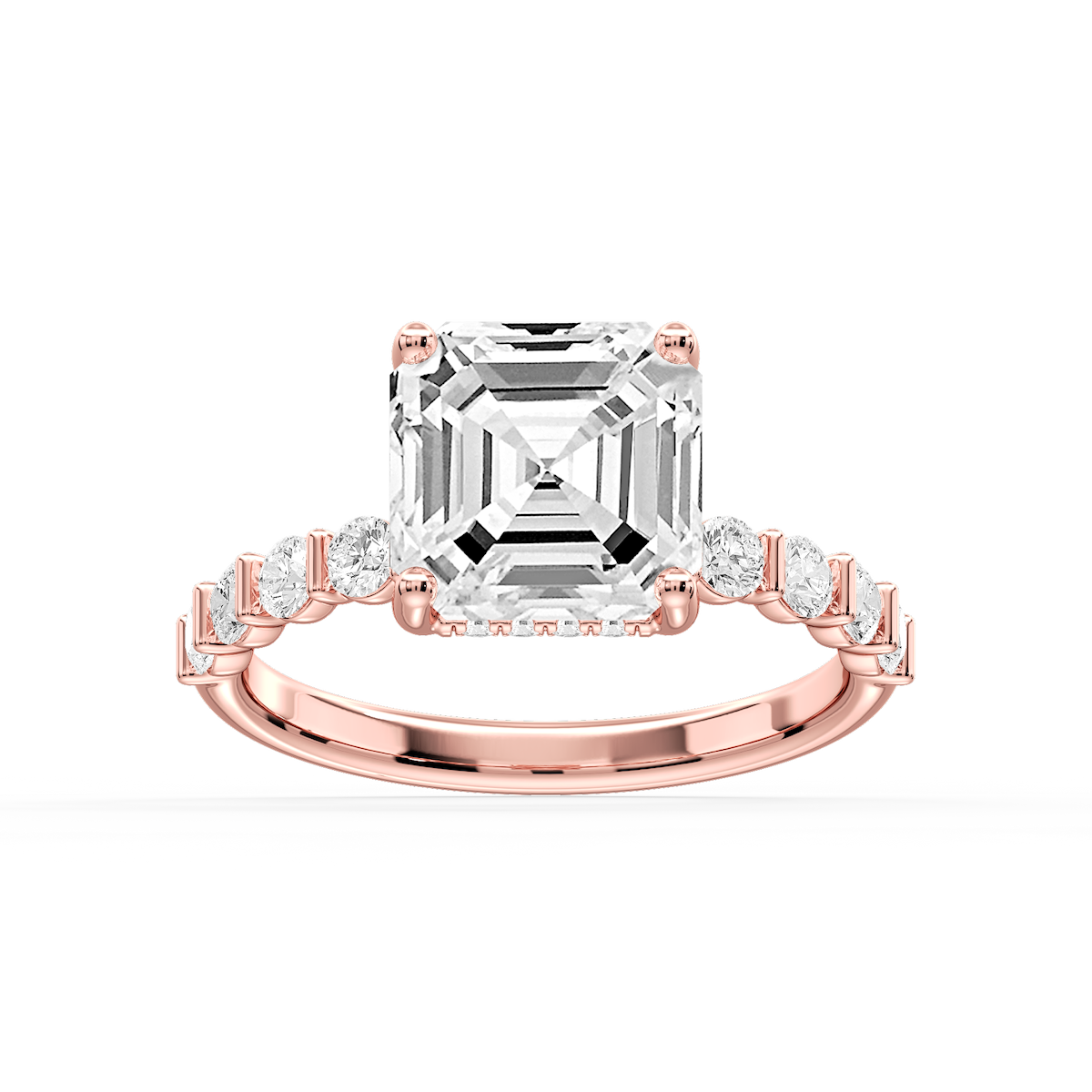 Lillie Asscher Lab Grown Diamond Bar Set Hidden Halo Engagement Ring