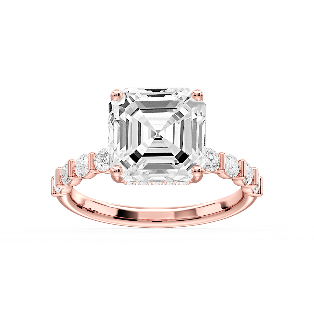Lillie Asscher Lab Grown Diamond Bar Set Hidden Halo Engagement Ring