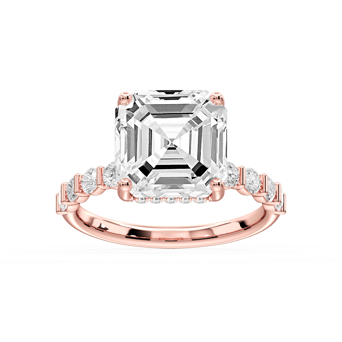Lillie Asscher Lab Grown Diamond Bar Set Hidden Halo Engagement Ring