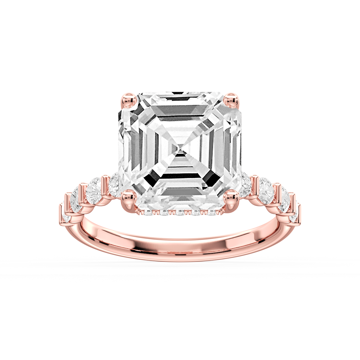 Lillie Asscher Lab Grown Diamond Bar Set Hidden Halo Engagement Ring