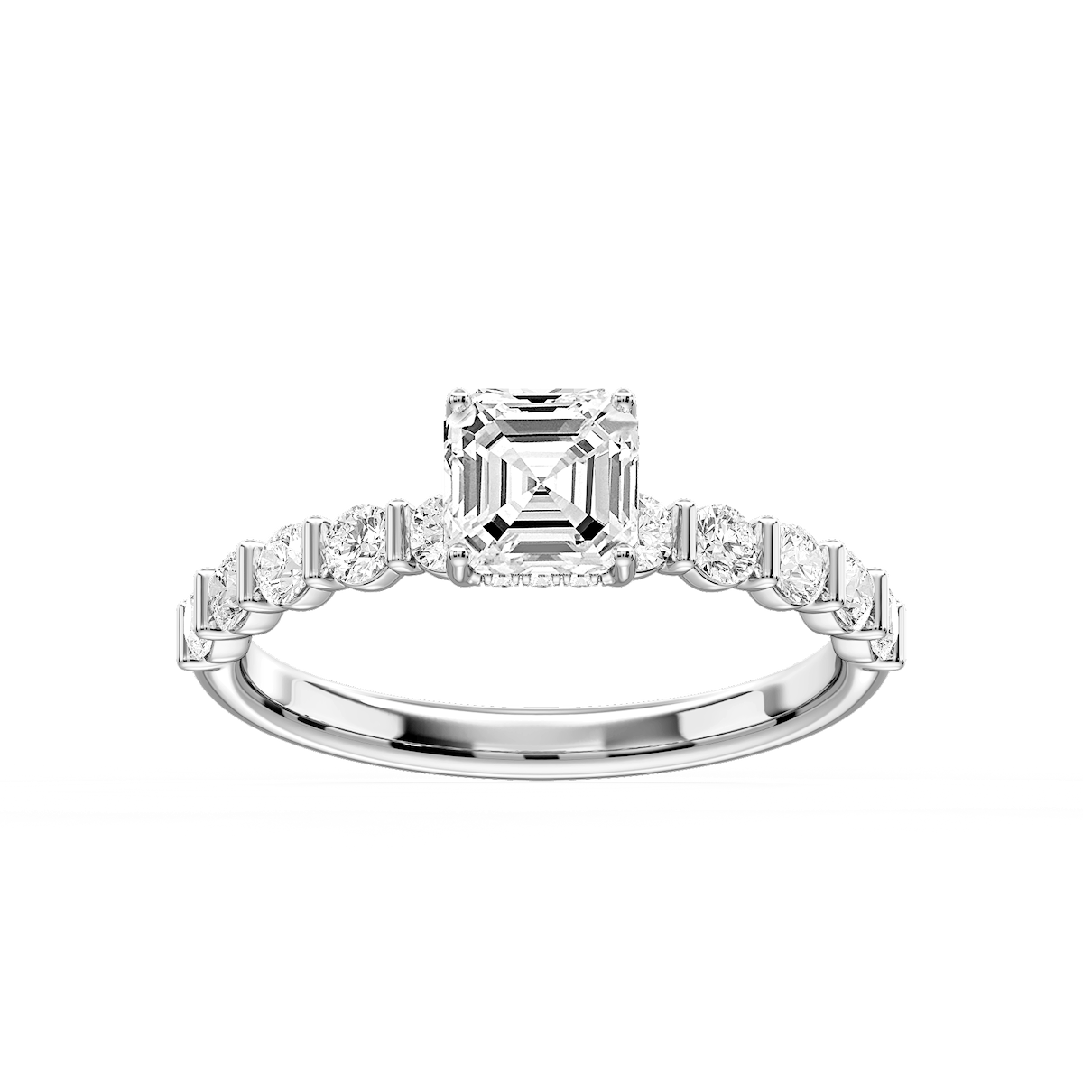 Lillie Asscher Lab Grown Diamond Bar Set Hidden Halo Engagement Ring