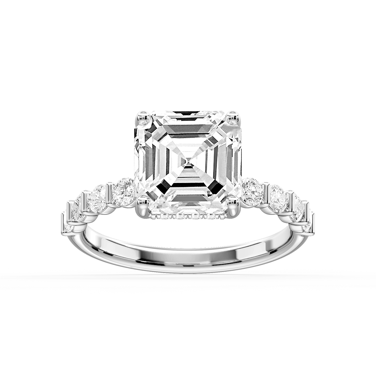 Lillie Asscher Lab Grown Diamond Bar Set Hidden Halo Engagement Ring