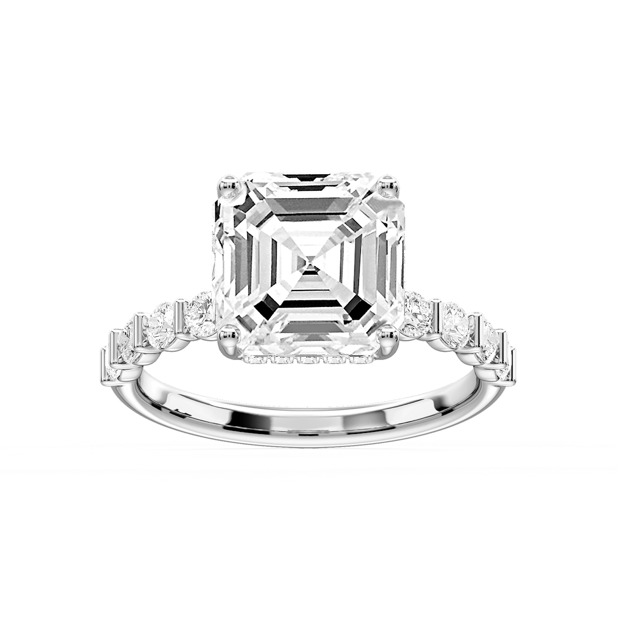 Lillie Asscher Lab Grown Diamond Bar Set Hidden Halo Engagement Ring