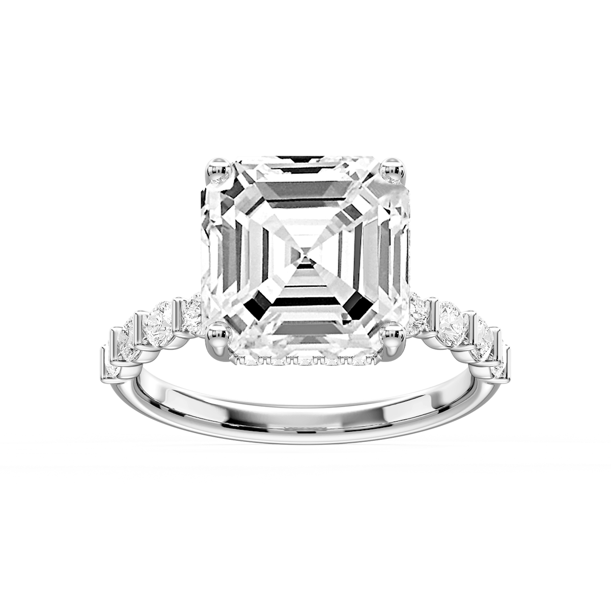 Lillie Asscher Lab Grown Diamond Bar Set Hidden Halo Engagement Ring
