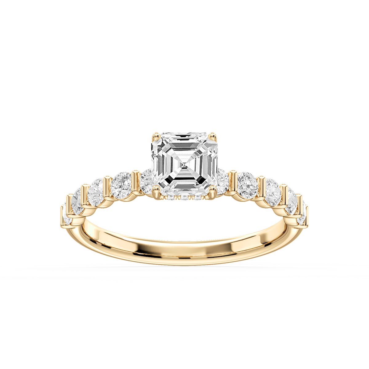 Lillie Asscher Lab Grown Diamond Bar Set Hidden Halo Engagement Ring