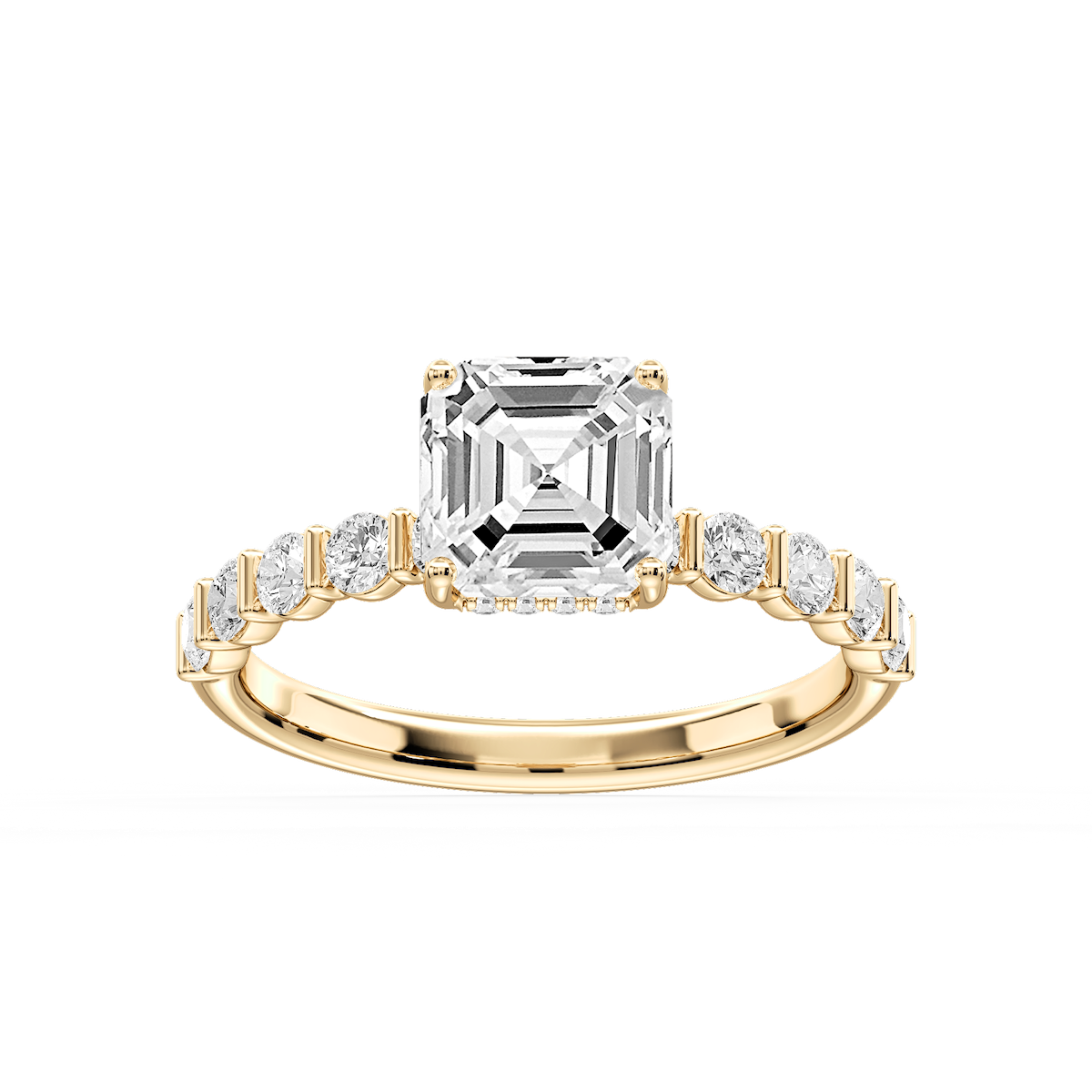 Lillie Asscher Lab Grown Diamond Bar Set Hidden Halo Engagement Ring