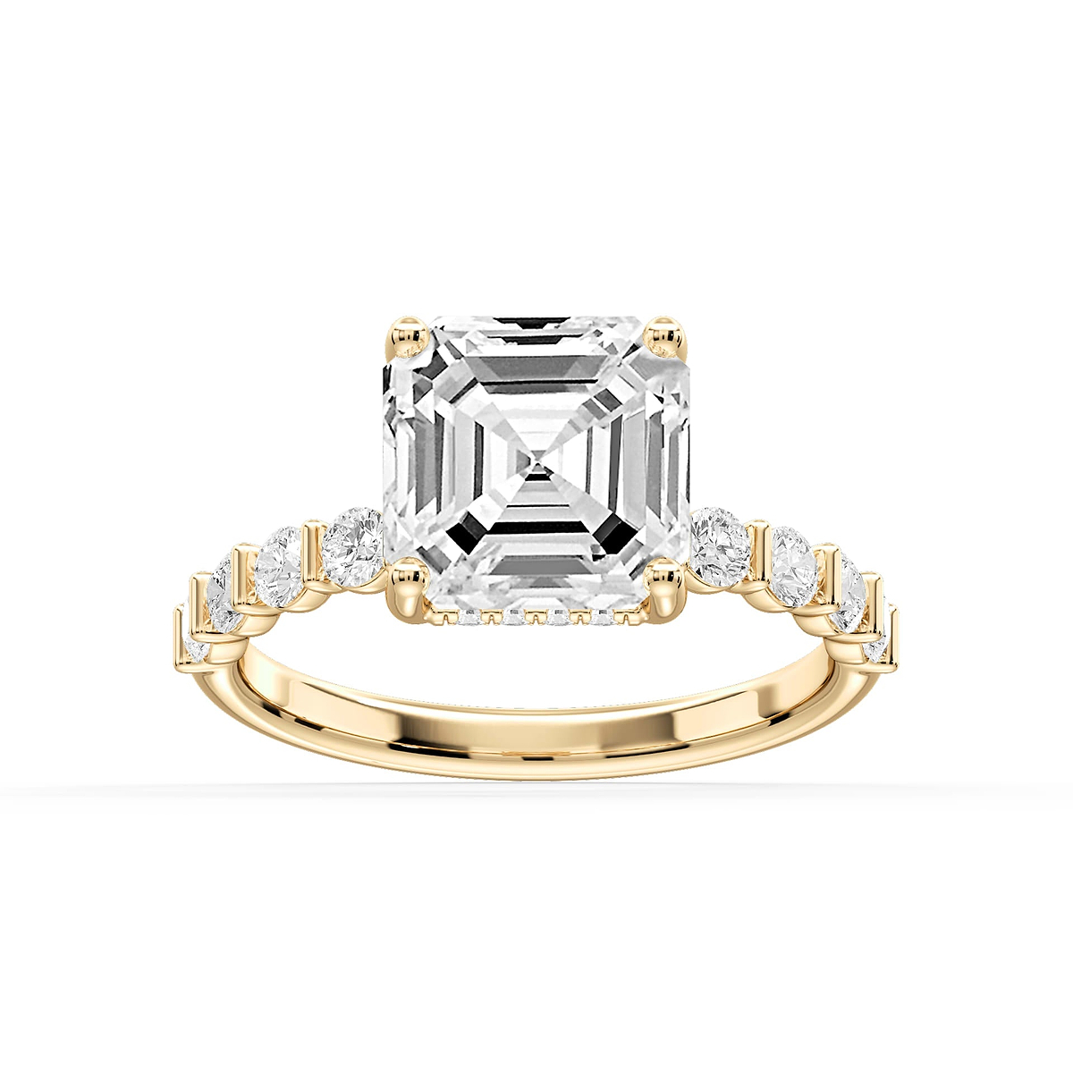 Lillie Asscher Lab Grown Diamond Bar Set Hidden Halo Engagement Ring