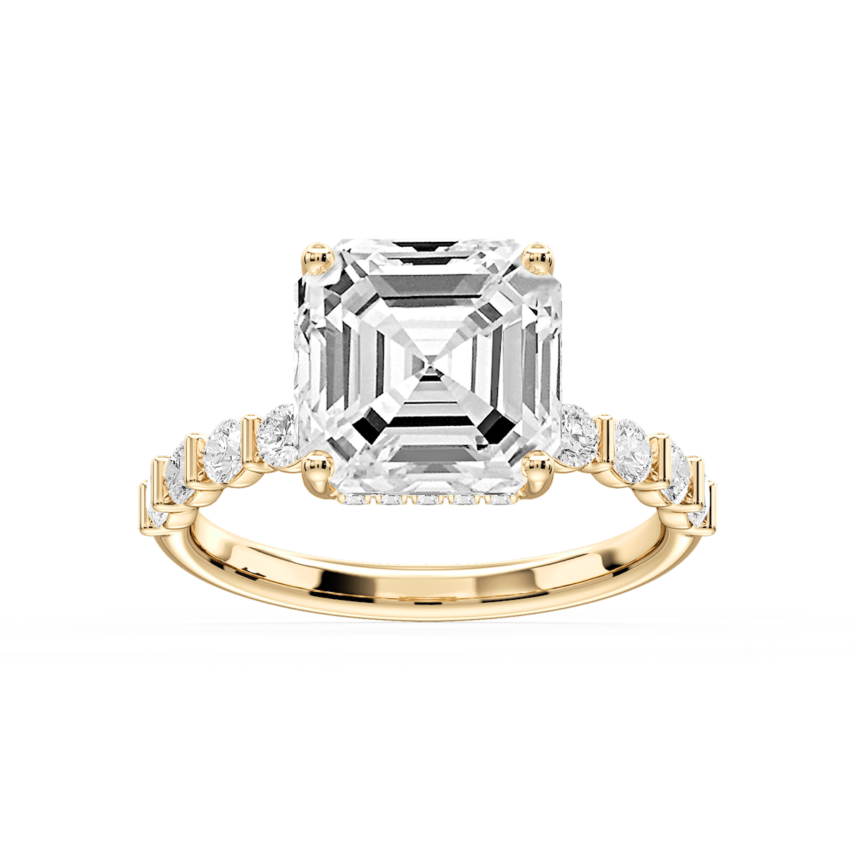 Lillie Asscher Lab Grown Diamond Bar Set Hidden Halo Engagement Ring