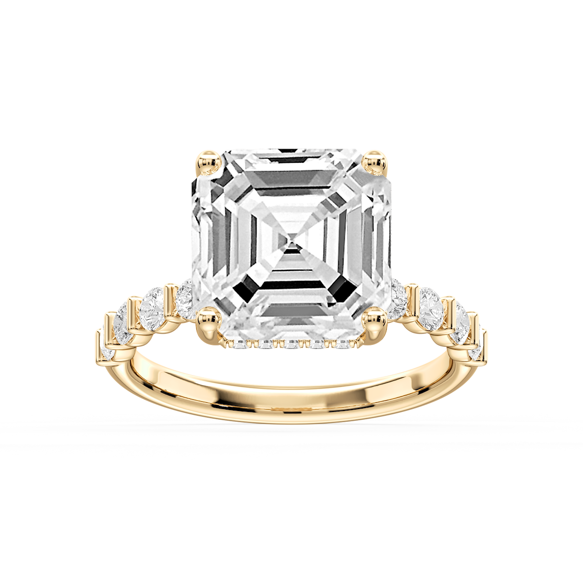 Lillie Asscher Lab Grown Diamond Bar Set Hidden Halo Engagement Ring