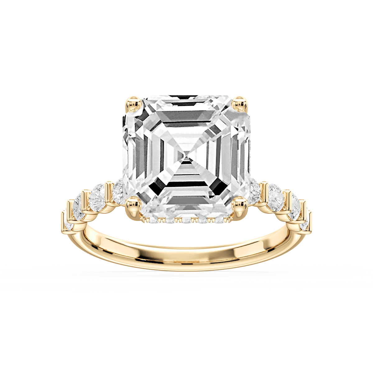 Lillie Asscher Lab Grown Diamond Bar Set Hidden Halo Engagement Ring
