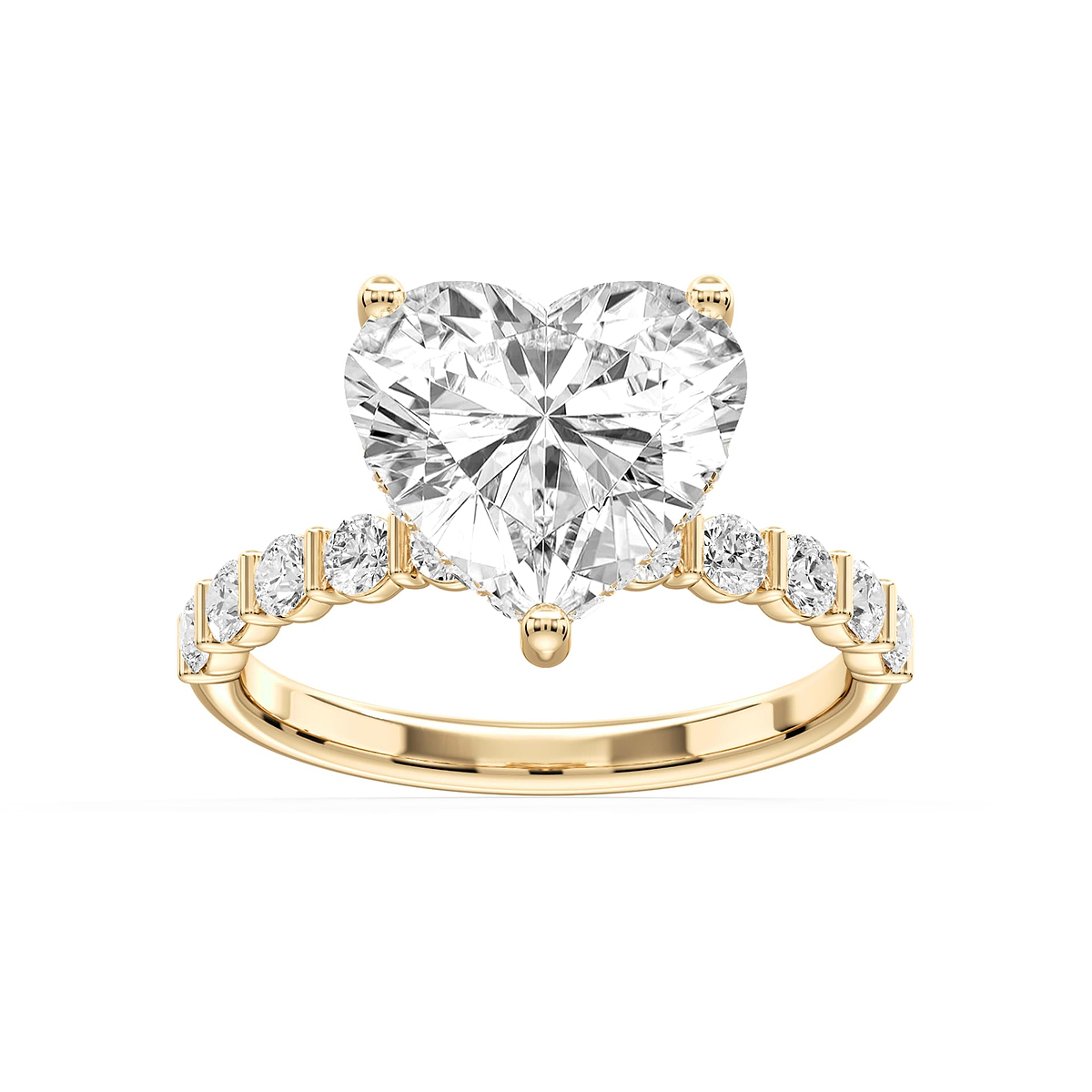 Lillie Heart Lab Grown Diamond Bar Set Hidden Halo Engagement Ring