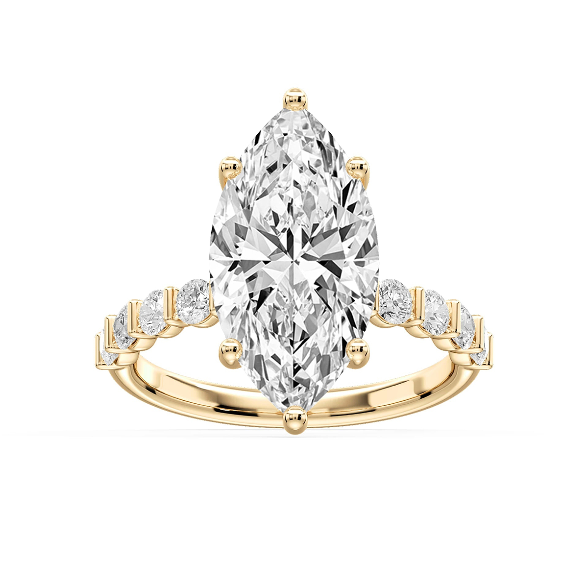 Lillie Marquise Lab Grown Diamond Bar Set Hidden Halo Engagement Ring