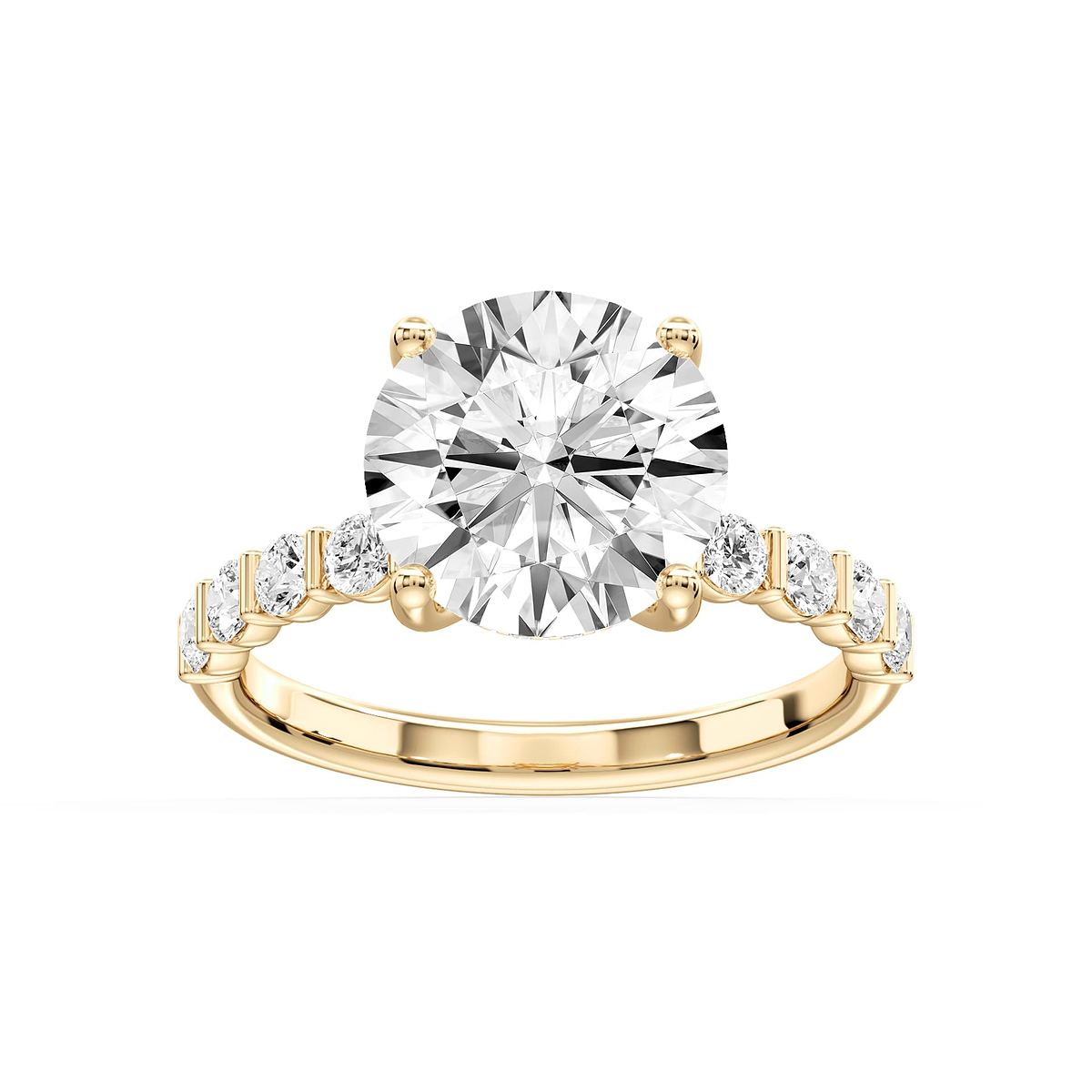 Lillie Round Lab Grown Diamond Bar Set Hidden Halo Engagement Ring