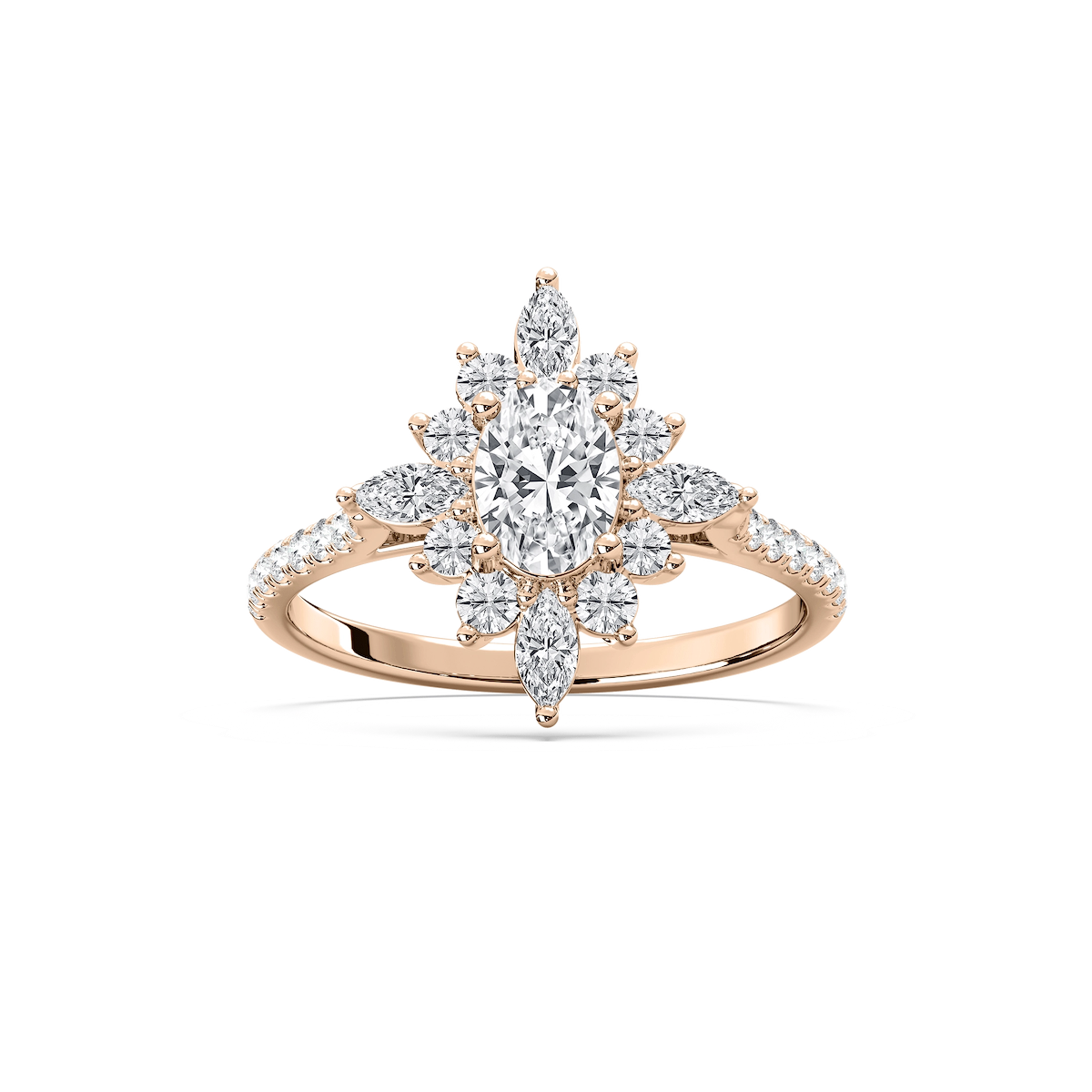 Lillith 1 ¹⁄₄ ctw Oval Lab Grown Diamond Ornate Halo Engagement Ring