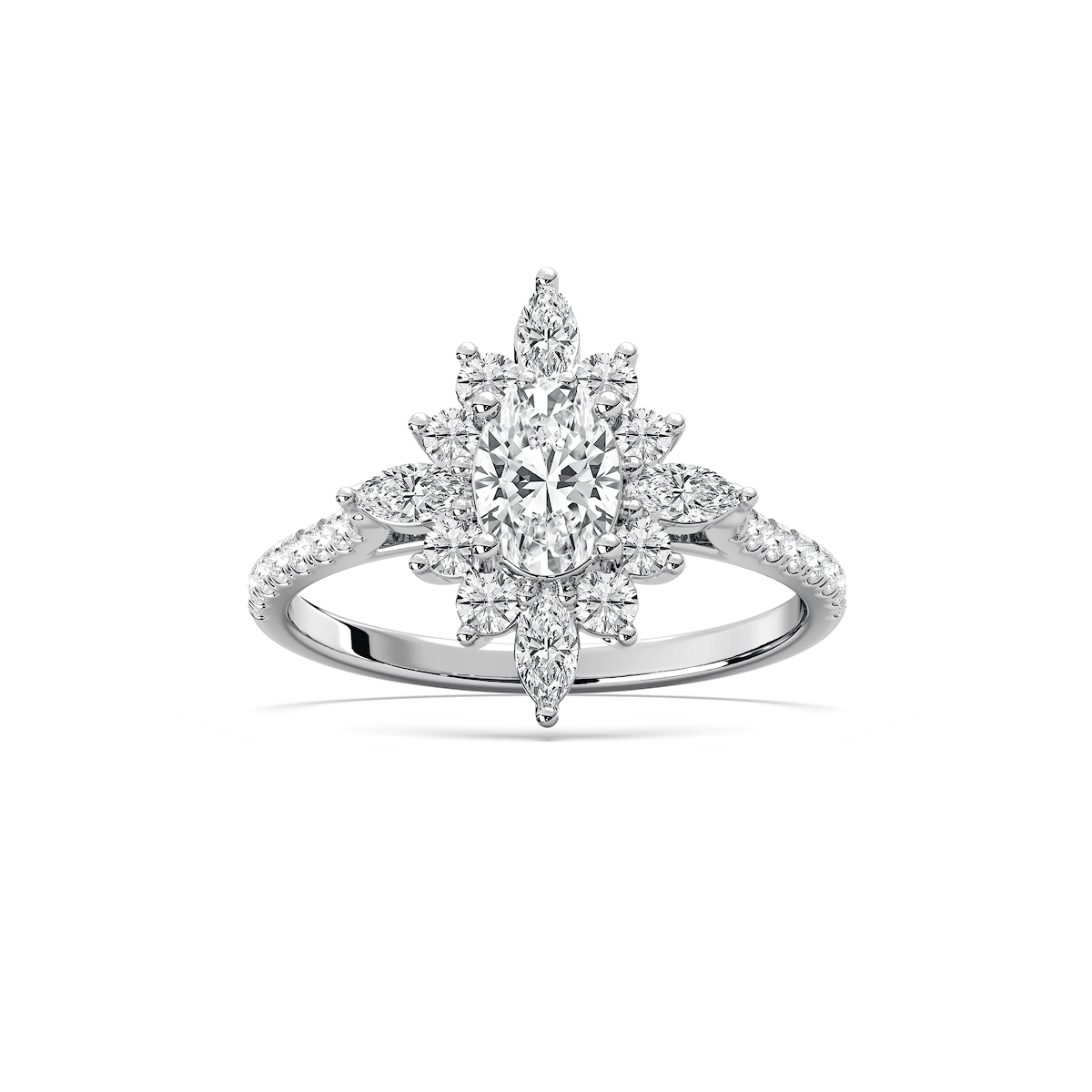 Lillith 1 ¹⁄₄ ctw Oval Lab Grown Diamond Ornate Halo Engagement Ring