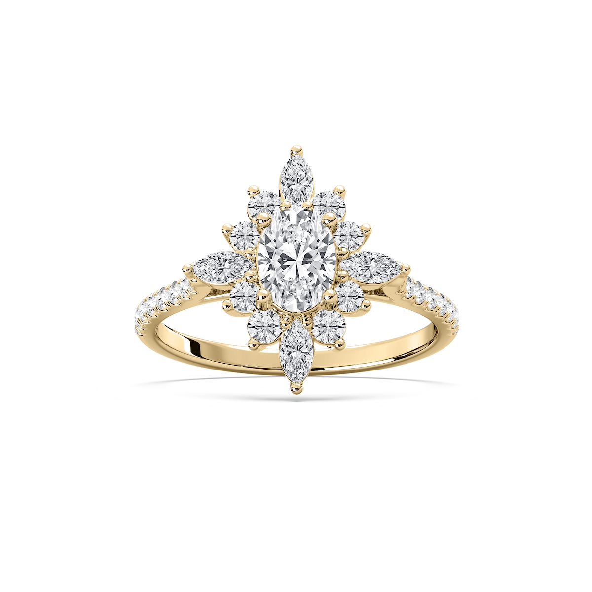 Lillith 1 ¹⁄₄ ctw Oval Lab Grown Diamond Ornate Halo Engagement Ring