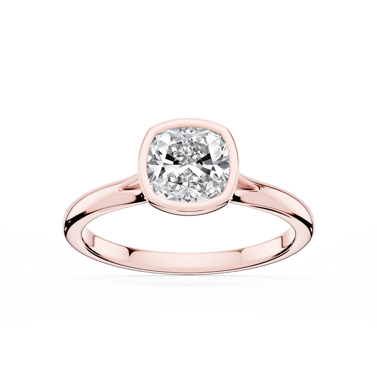 Linda Cushion Lab Grown Diamond Bezel Split Shank Solitaire Engagement Ring