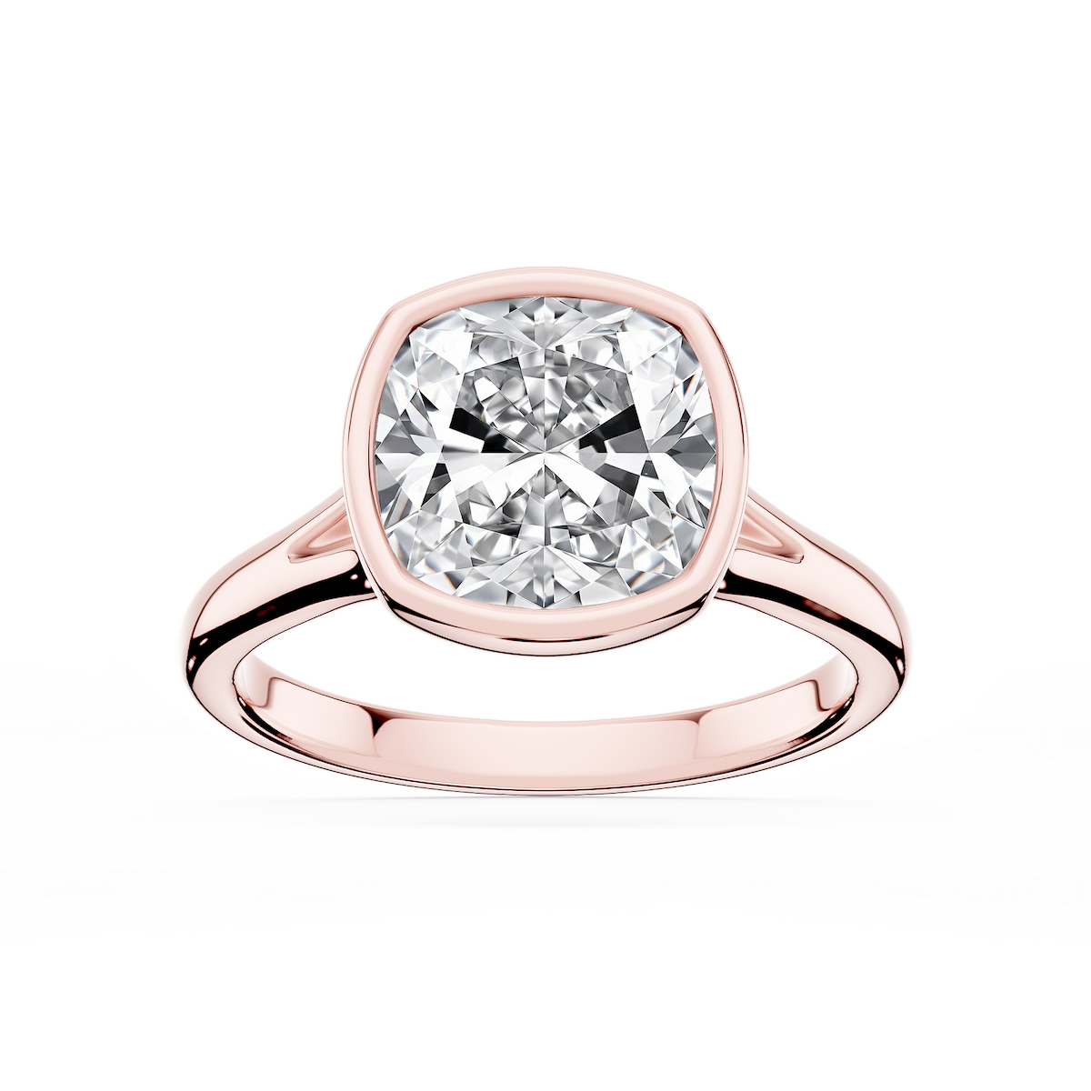 Linda Cushion Lab Grown Diamond Bezel Split Shank Solitaire Engagement Ring