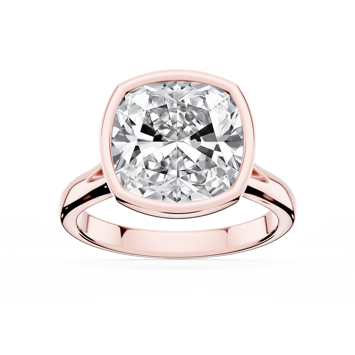 Linda Cushion Lab Grown Diamond Bezel Split Shank Solitaire Engagement Ring
