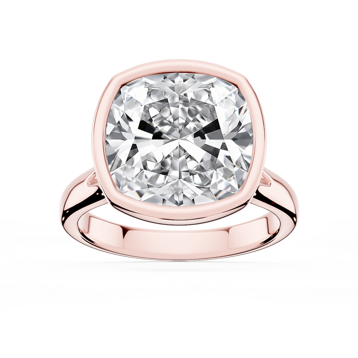 Linda Cushion Lab Grown Diamond Bezel Split Shank Solitaire Engagement Ring