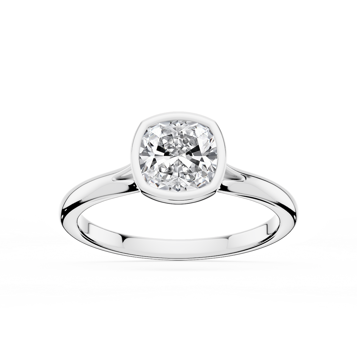 Linda Cushion Lab Grown Diamond Bezel Split Shank Solitaire Engagement Ring
