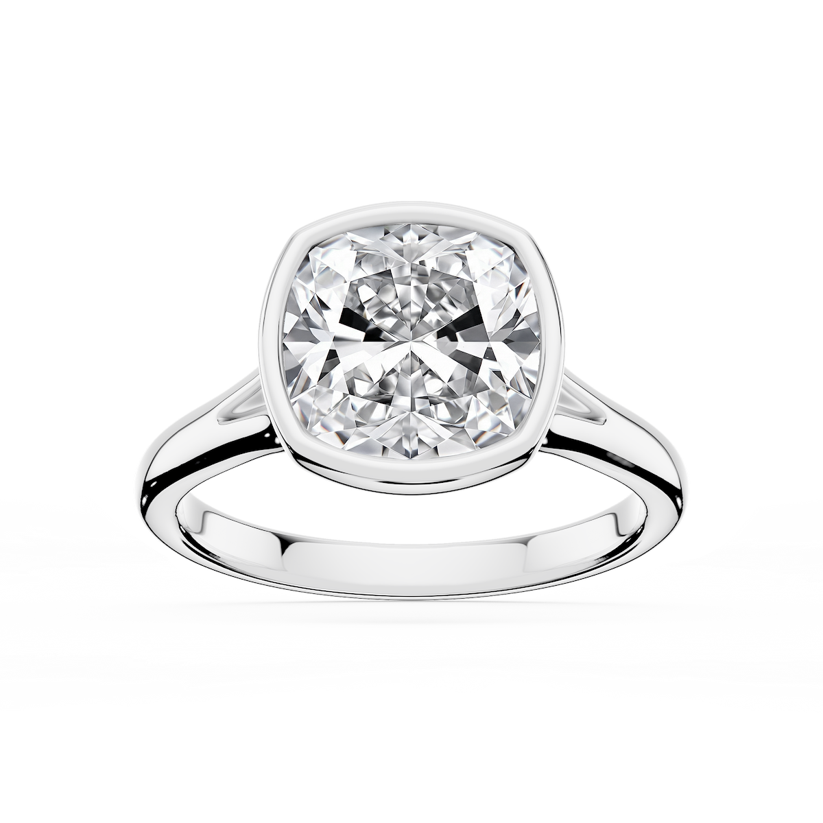 Linda Cushion Lab Grown Diamond Bezel Split Shank Solitaire Engagement Ring