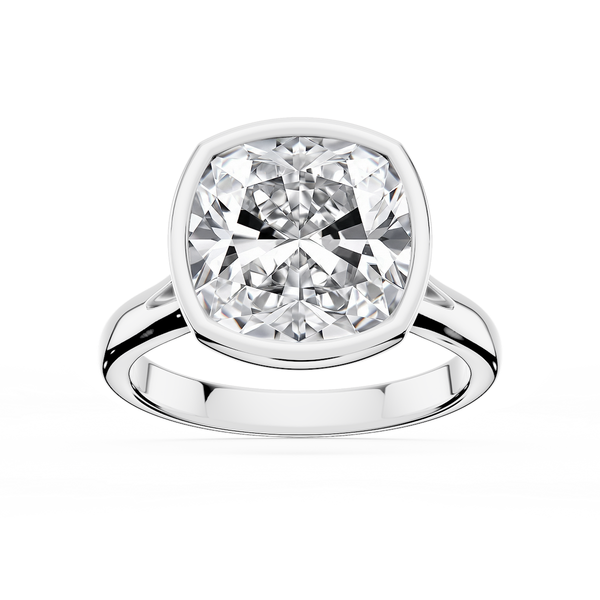 Linda Cushion Lab Grown Diamond Bezel Split Shank Solitaire Engagement Ring