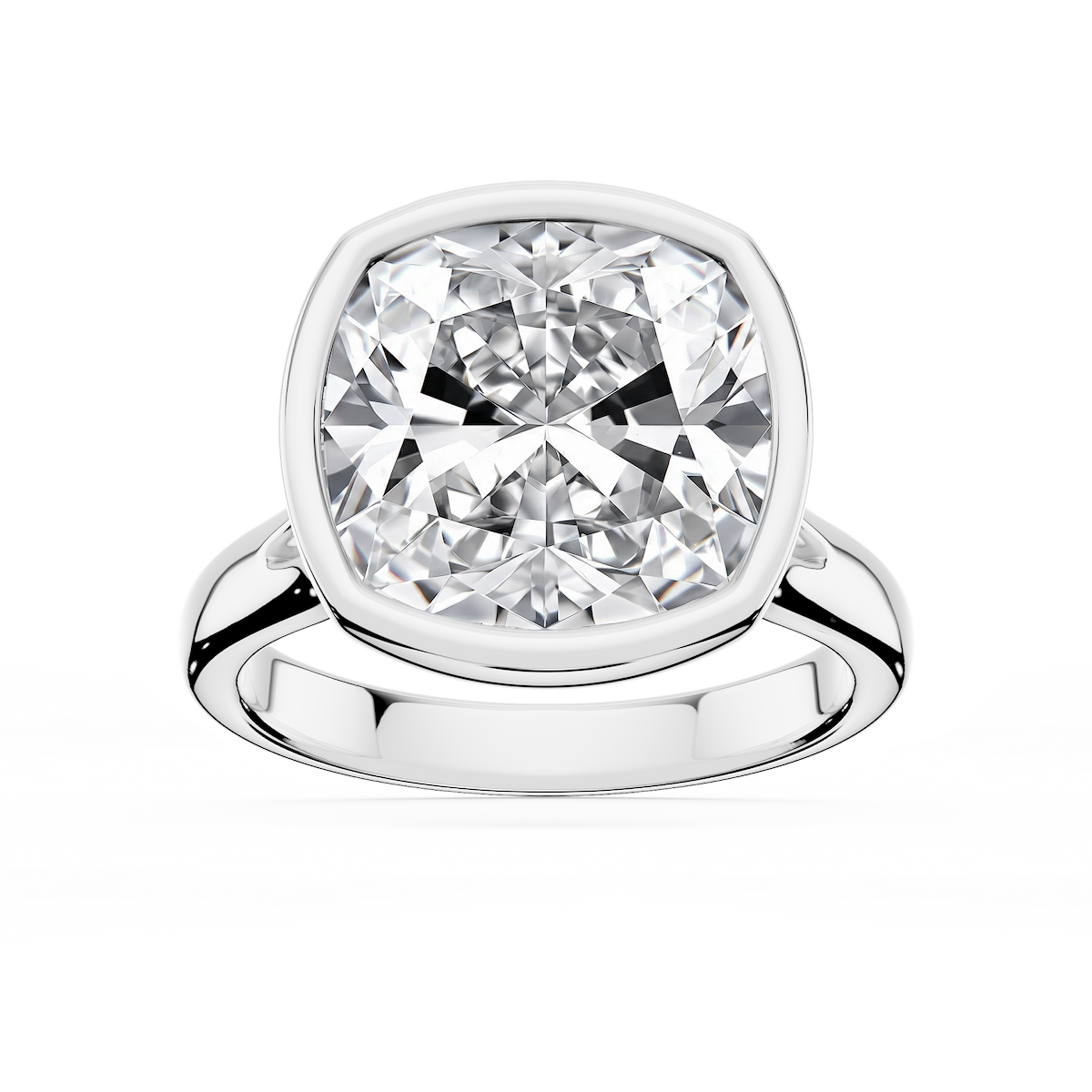 Linda Cushion Lab Grown Diamond Bezel Split Shank Solitaire Engagement Ring