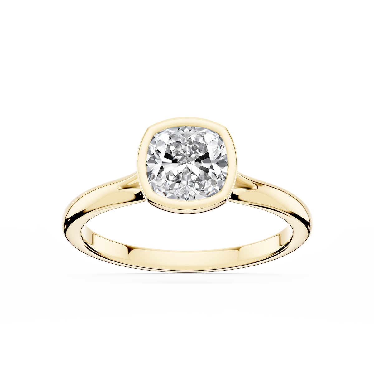 Linda Cushion Lab Grown Diamond Bezel Split Shank Solitaire Engagement Ring