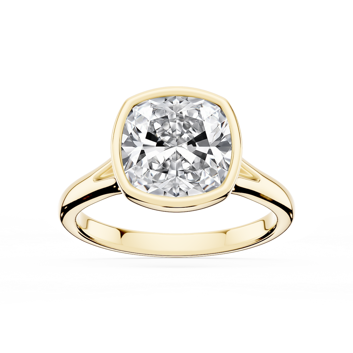 Linda Cushion Lab Grown Diamond Bezel Split Shank Solitaire Engagement Ring