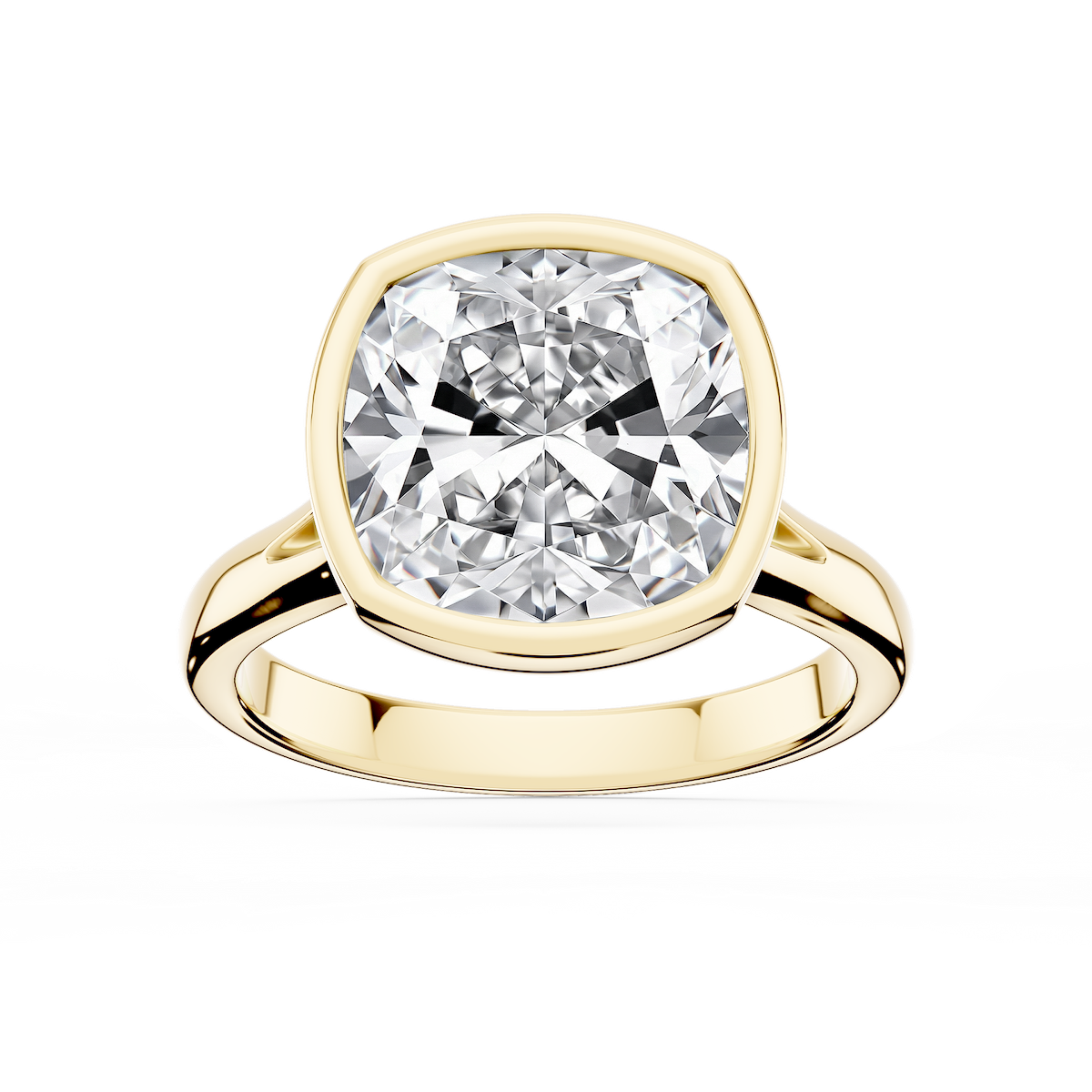 Linda Cushion Lab Grown Diamond Bezel Split Shank Solitaire Engagement Ring