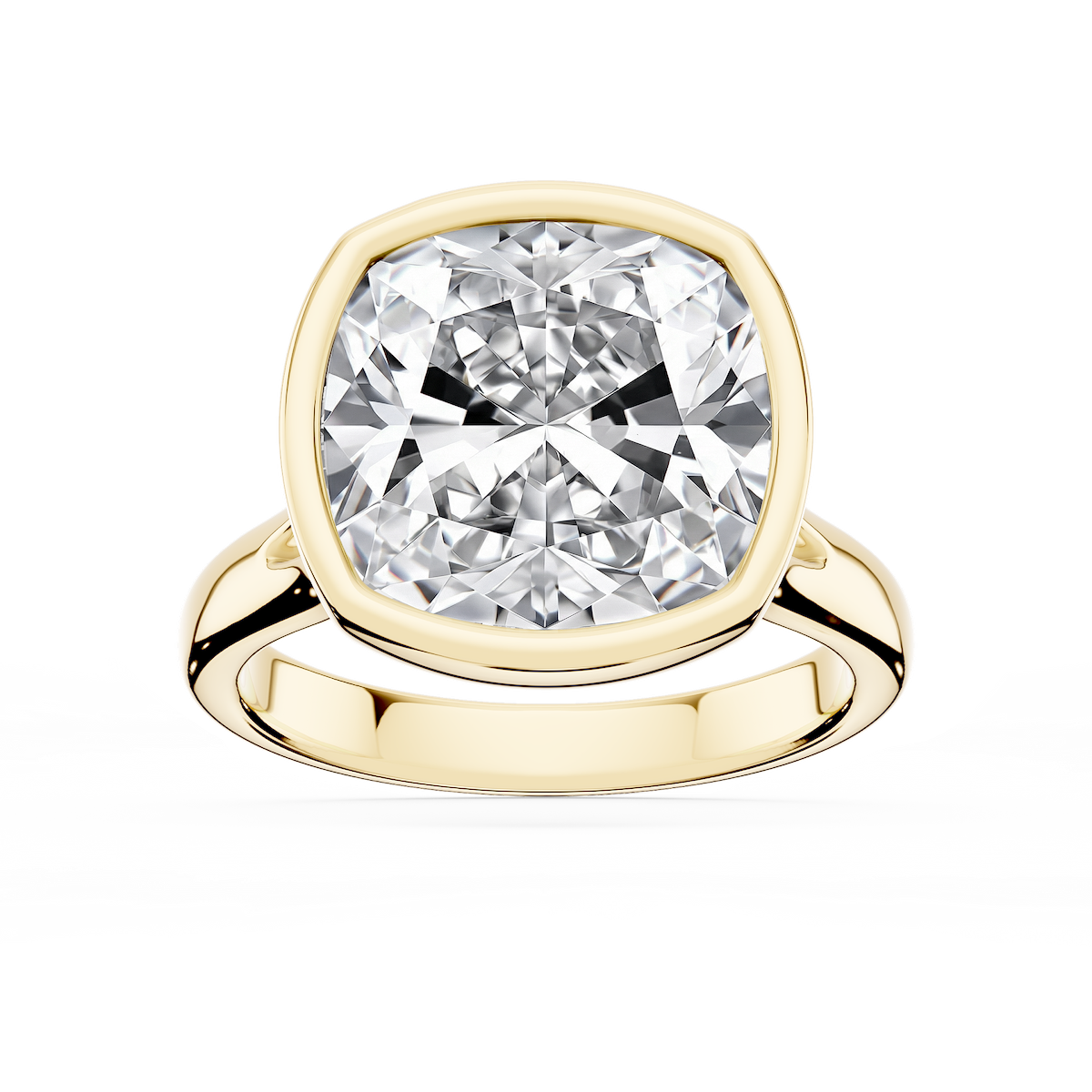 Linda Cushion Lab Grown Diamond Bezel Split Shank Solitaire Engagement Ring
